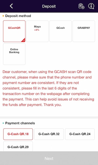 Step 2: Click on the payment method GCash & choose a suitable payment channel.