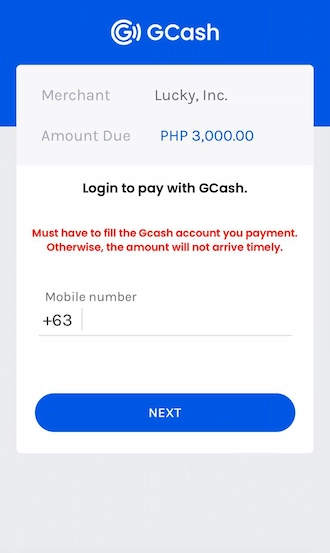 Step 4: Bettors enter their phone numbers to log in to their GCash account.