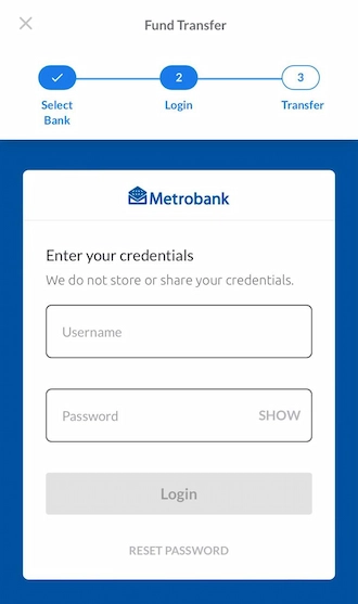 Step 3: Members fill in their username and password to log in to their bank account. 